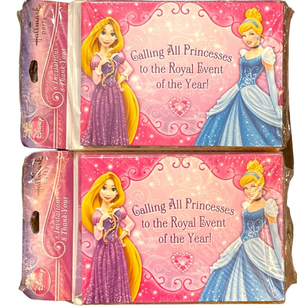 16~DISNEY PRINCESS BIRTHDAY INVITATIONS AND THANK YOU CARDS CINDERELLA RAPUNZEL